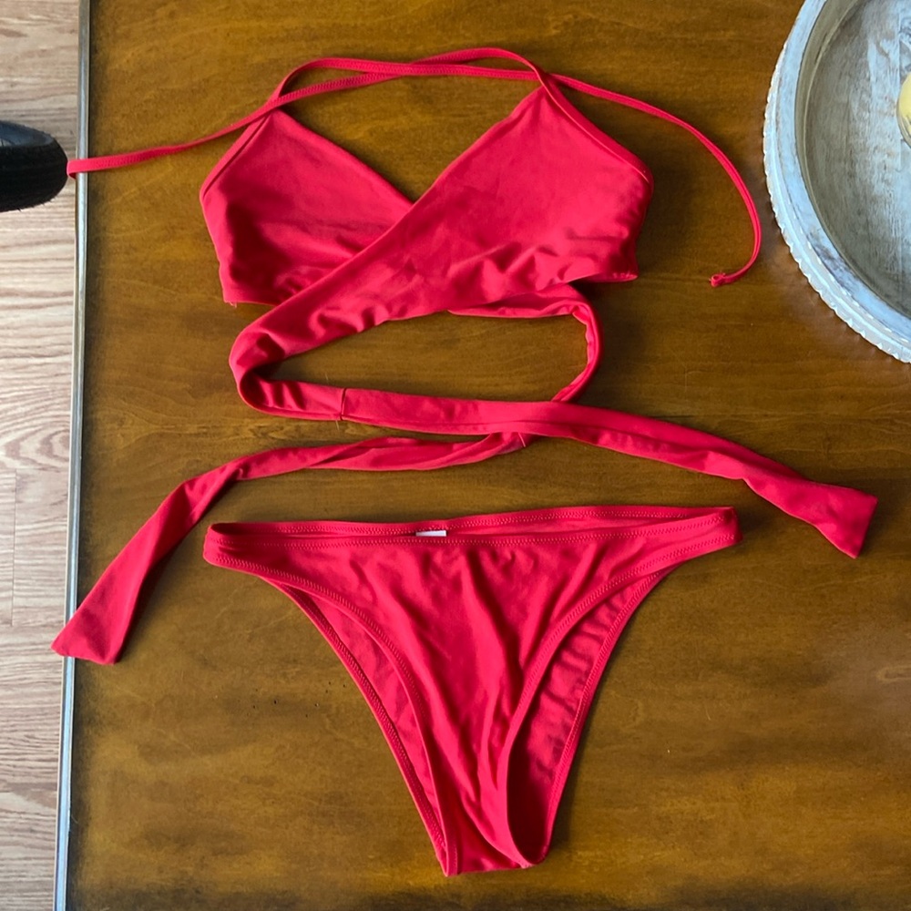 AERIE RED BIKINI SET